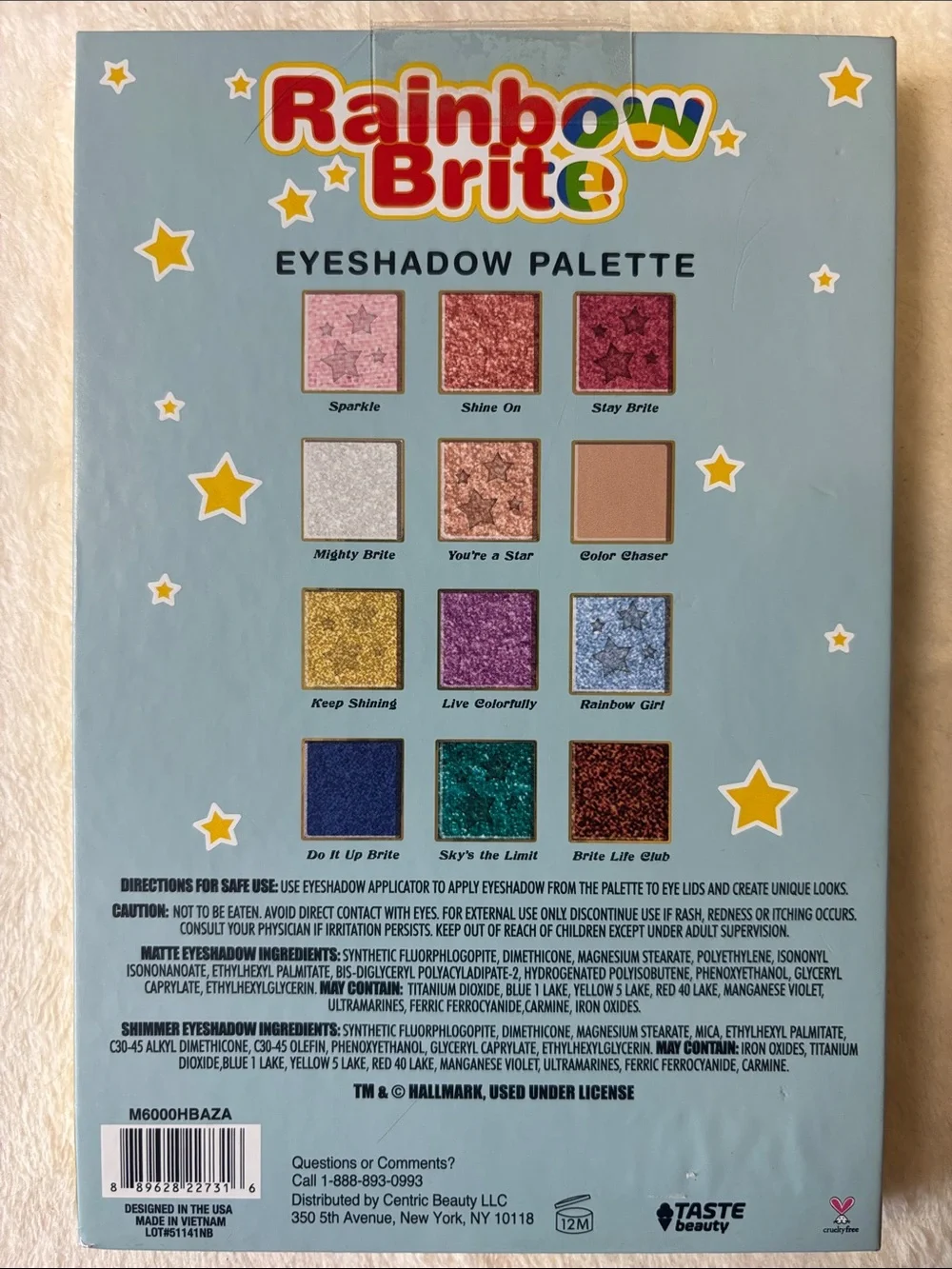 Rainbow Brite 12 count Eyeshadow Palette SEALED with Mirror